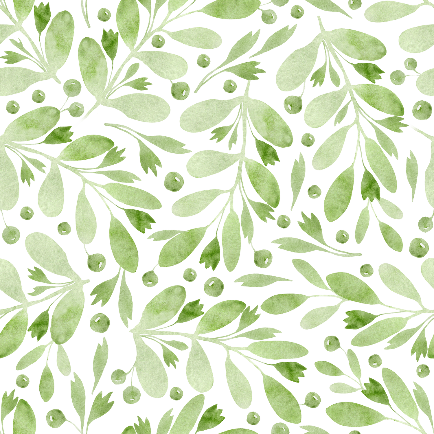 Seamless pattern with delicate greenery, transparent spring background